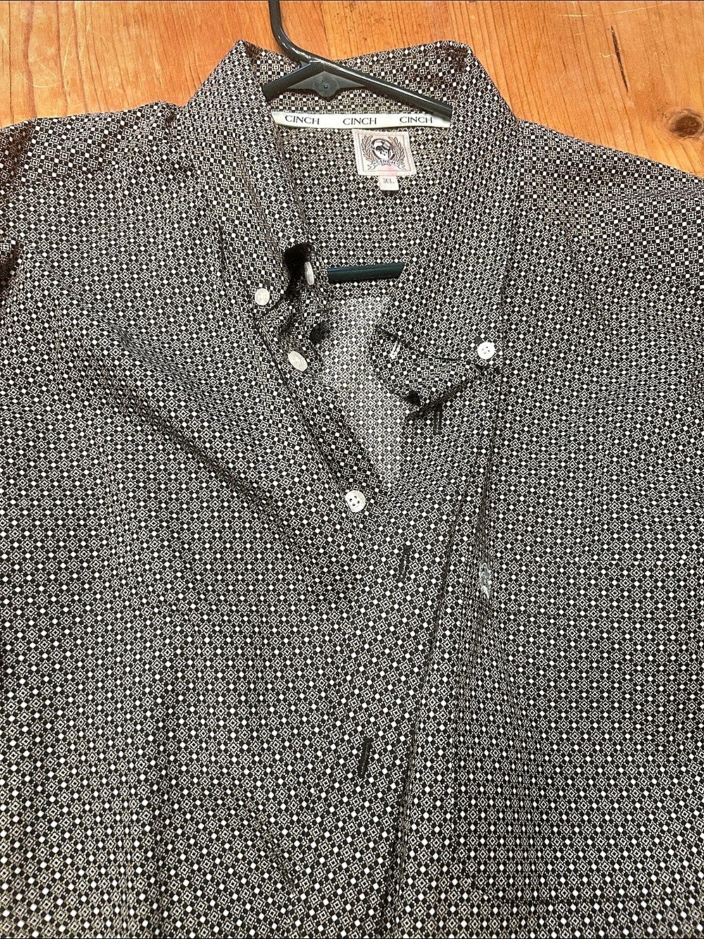Cinch Men's Geometric Button Down in Brown & White Size Medium Like New